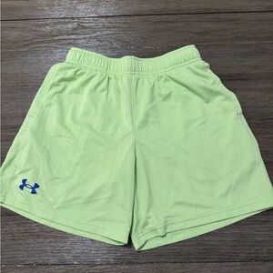 Under Armour Kids Light Green Shorts with Blue Logo